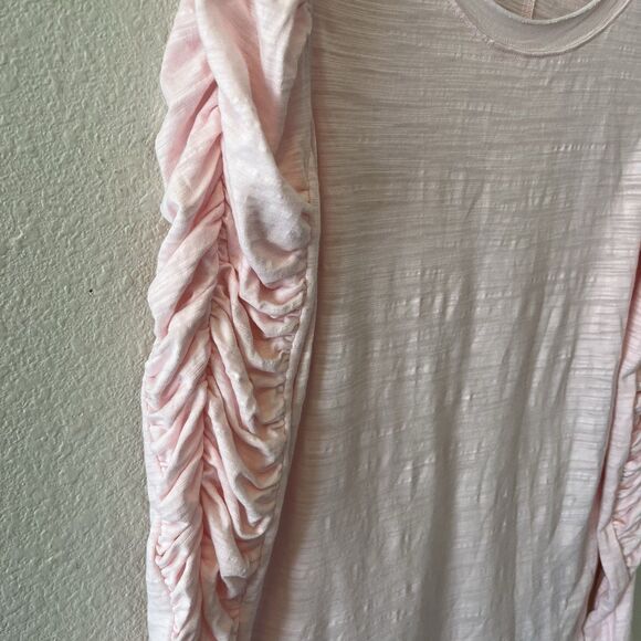 We The Free People Top Size Small Pink Knit Natasha Ruched Ruffle Long Sleeve - Picture 7 of 16